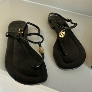 Tori Burch miller soft leather navy blue/ black sandal
